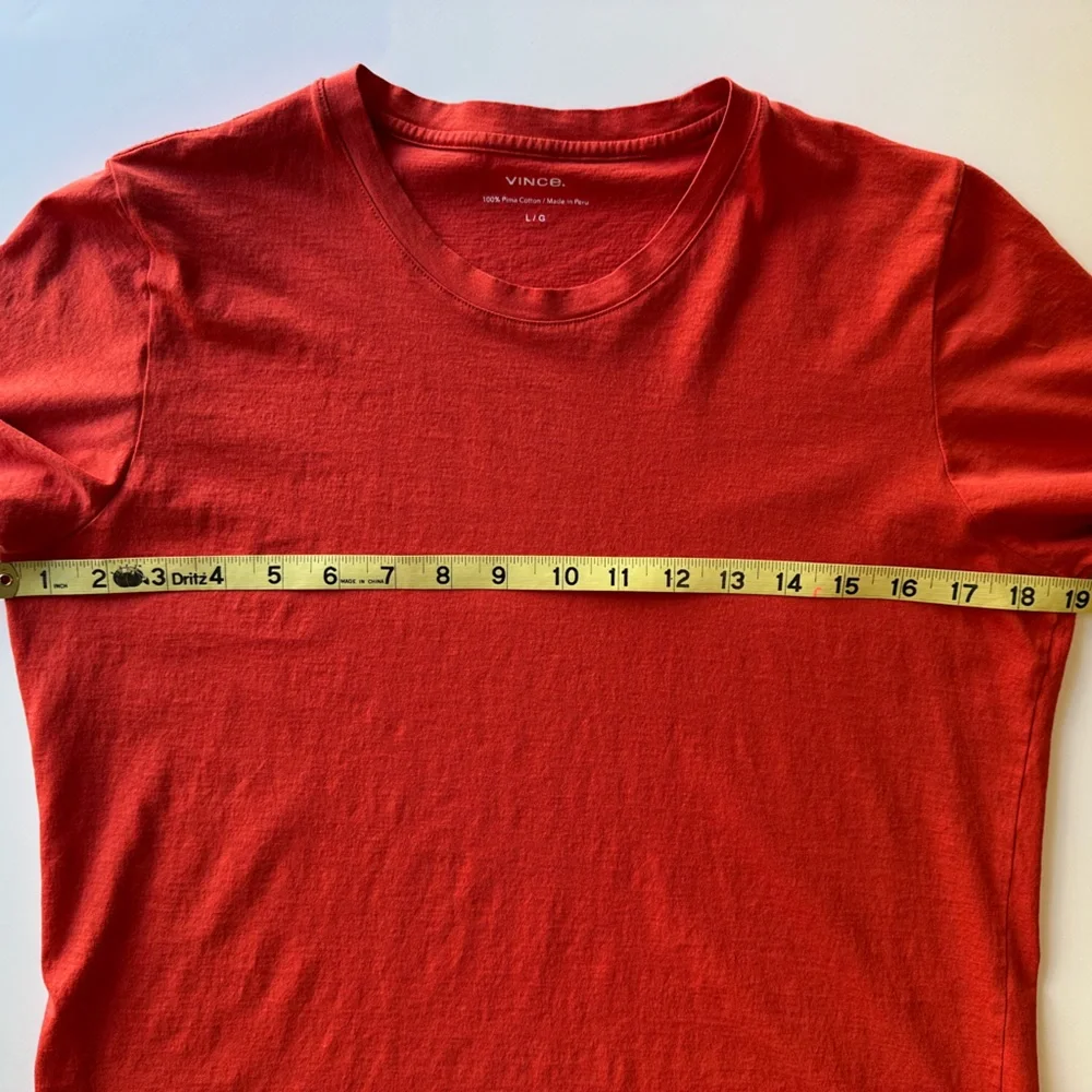 Vince essential Pima cotton crew neck T-shirt (L, vermillion) - has flaw - Picture 4 of 10